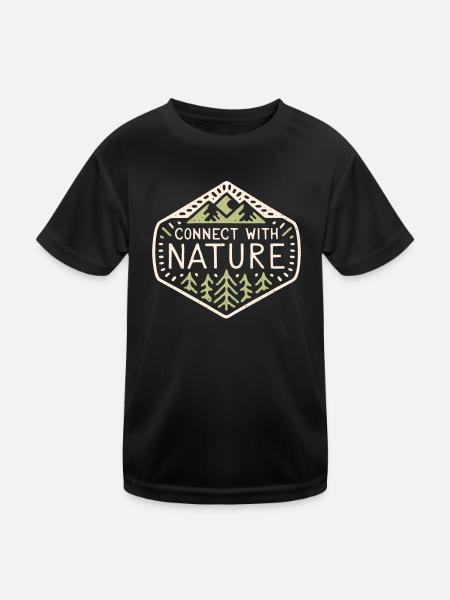 Connect with nature - Kids Functional T-Shirt - black - Front