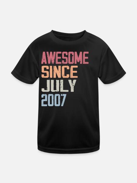 Juli 2007 Geburtstagsgeschenk Juli 2007 - Kinder Funktions-T-Shirt - Schwarz - Vorne