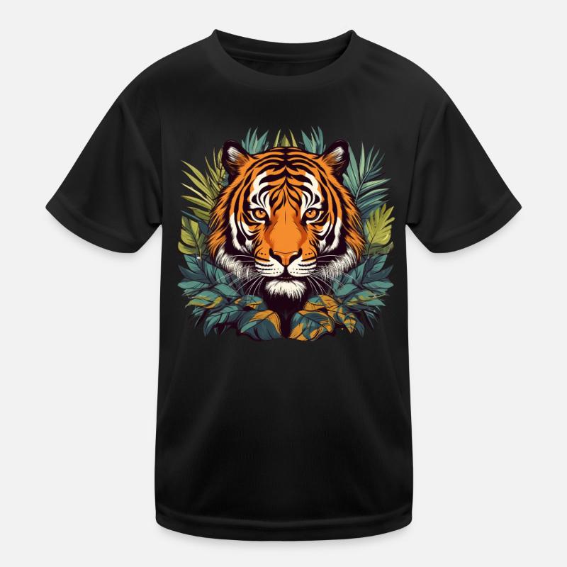 Tiger im Dschungel Kinder Funktions-T-Shirt