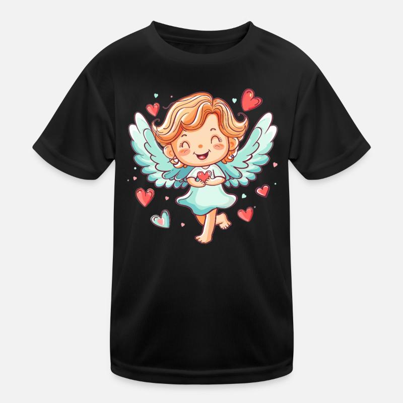 Ange heureux avec des cœurs T-shirt sport Enfant