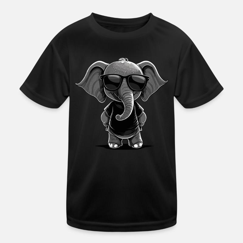 Cooler Elefant mit Sonnenbrille Kinder Funktions-T-Shirt