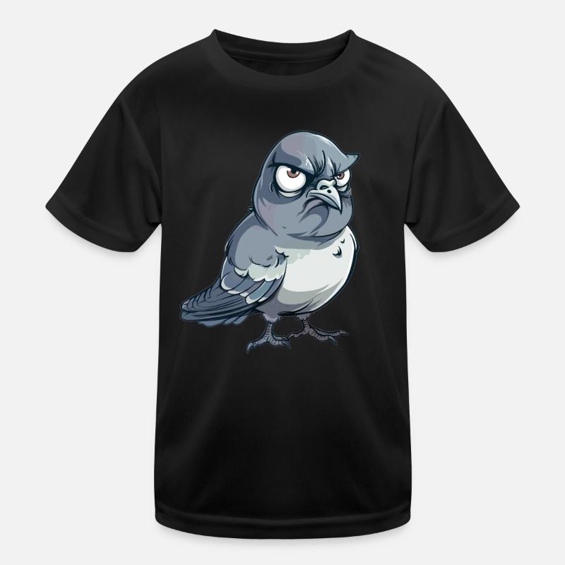 Grummelige Taube Comic-Stil Kinder Funktions-T-Shirt