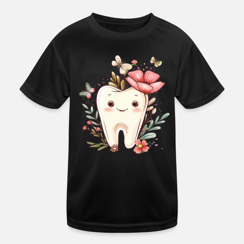 Blossom tooth with butterflies Kids Functional T-Shirt