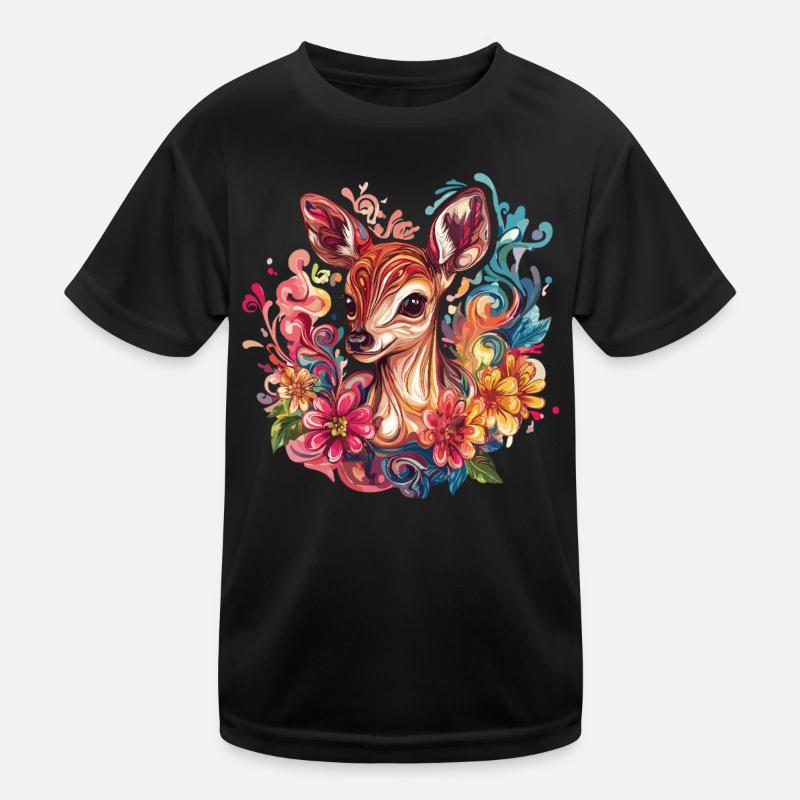 Farbenfrohes Rehkitz Kinder Funktions-T-Shirt