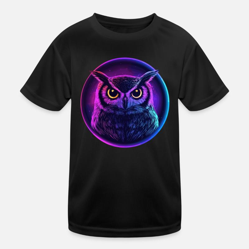 Glowing Neon Owl Kids Functional T-Shirt