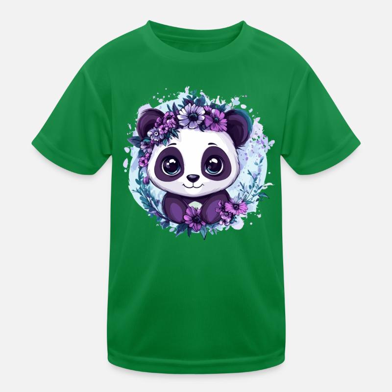 Panda mit Blumenkranz Kinder Funktions-T-Shirt