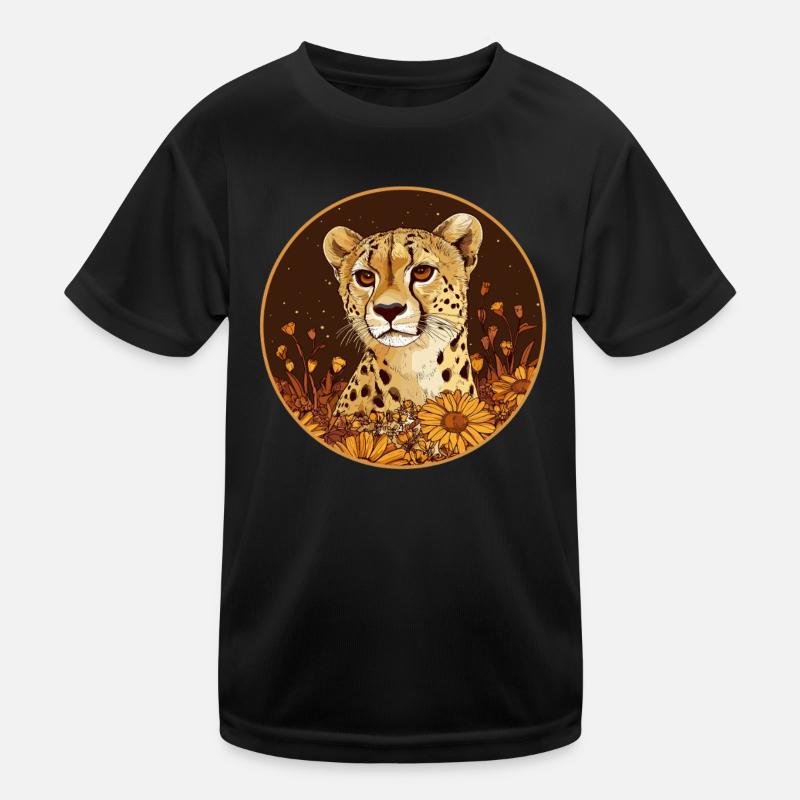 Gepard im Blütenfeld Kinder Funktions-T-Shirt