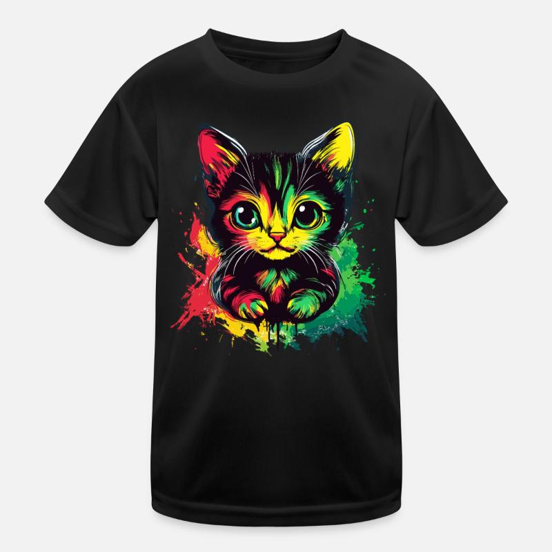 Rasta Katze Style Kinder Funktions-T-Shirt