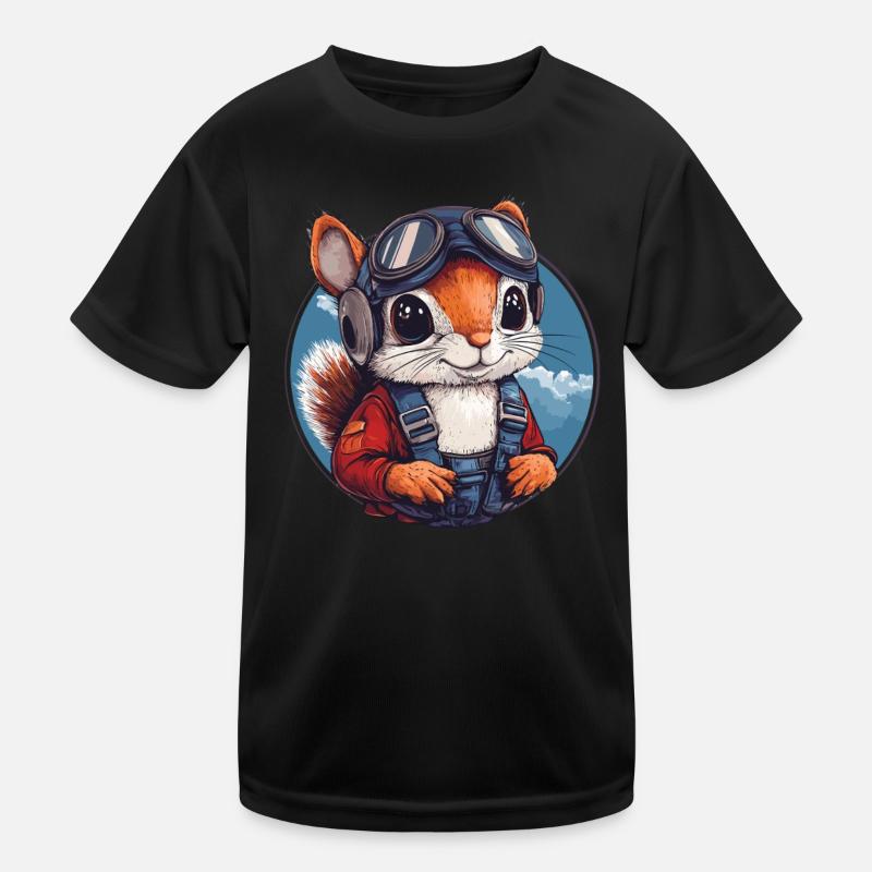 Fliegendes Eichhörnchen mit Brille Kinder Funktions-T-Shirt