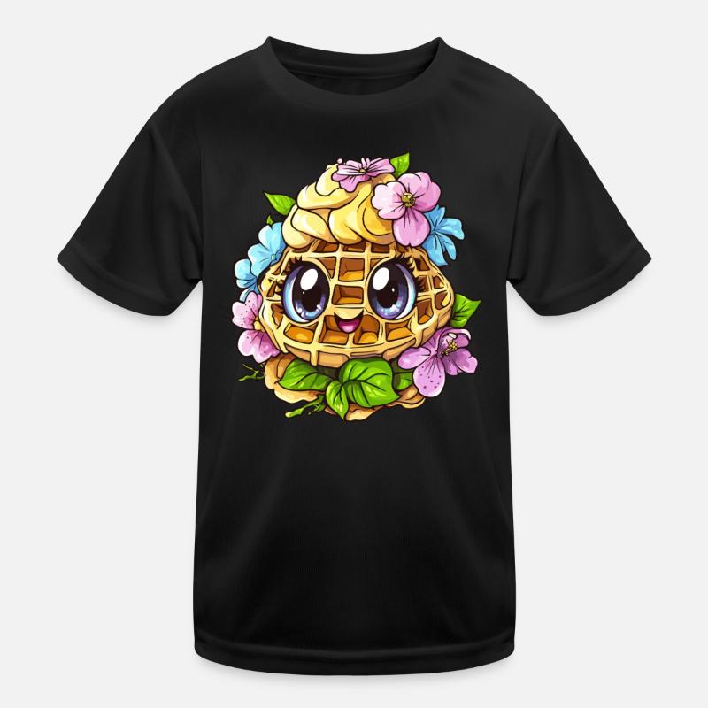 Fröhliche Blumen Waffel Kinder Funktions-T-Shirt