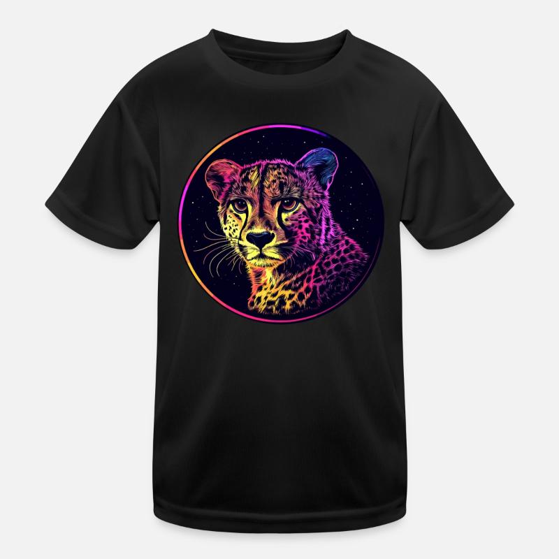Leopard im Sternenhimmel Kinder Funktions-T-Shirt