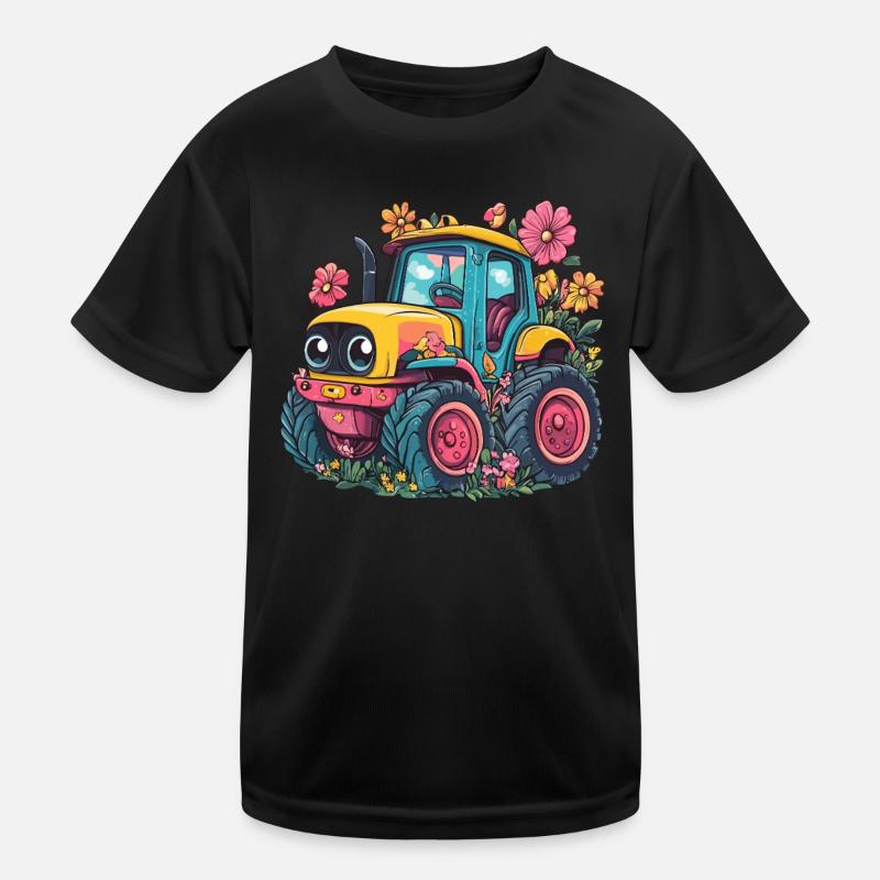 tracteur à fleurs joyeux T-shirt sport Enfant