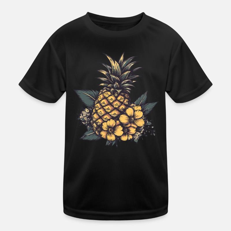 Vintage Ananas mit Blüten Kinder Funktions-T-Shirt