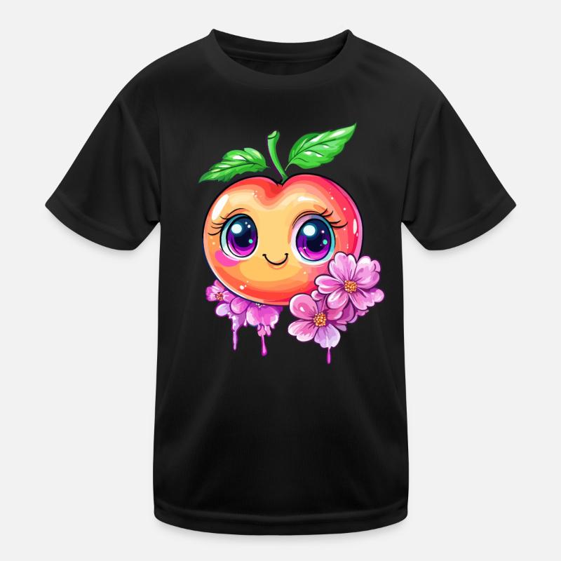 Cute peach with cherry blossoms Kids Functional T-Shirt