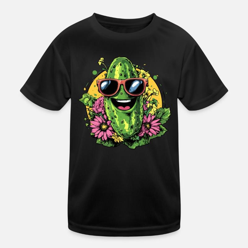 Coole Gurke mit Sonnenbrille Kinder Funktions-T-Shirt