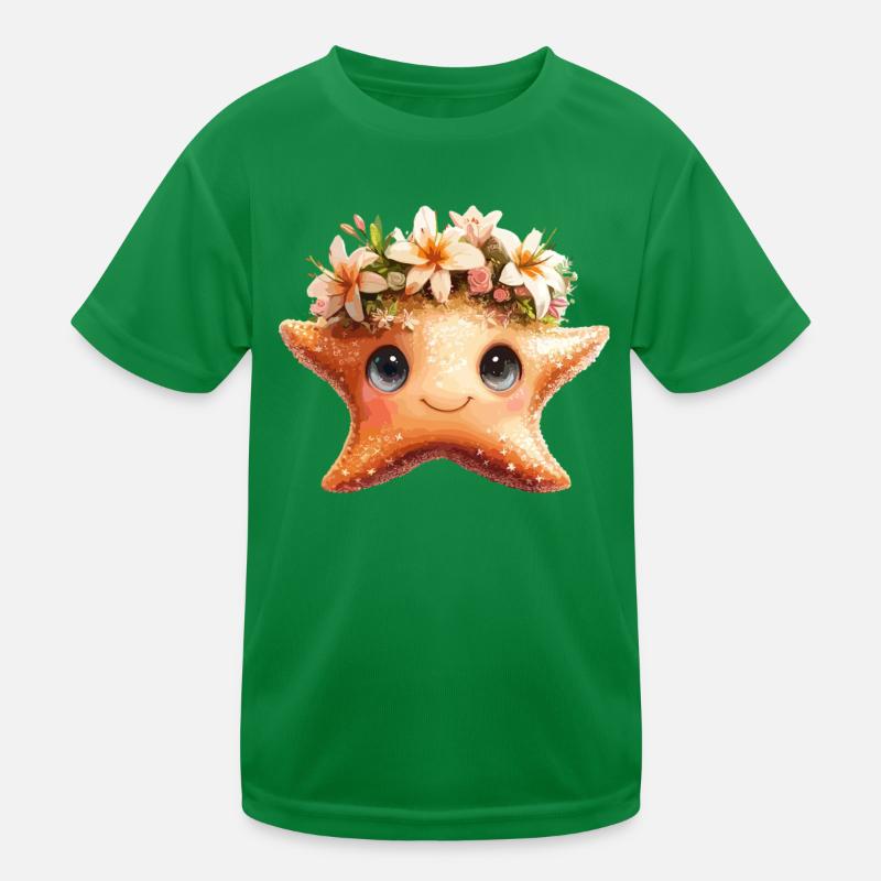Seestern mit Blumenkrone Kinder Funktions-T-Shirt