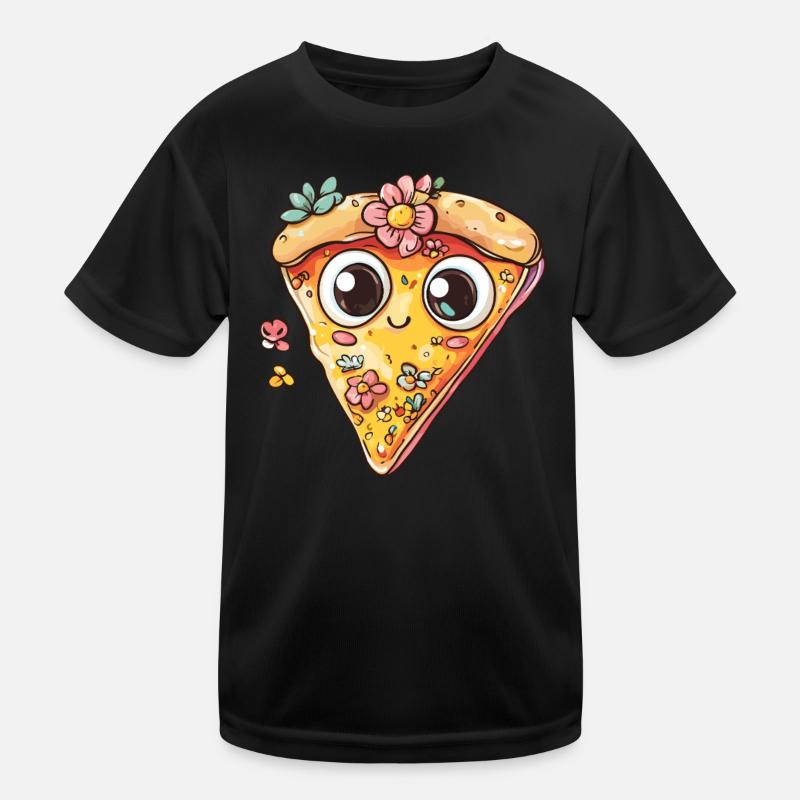 Pizzastück mit Blüten Kinder Funktions-T-Shirt
