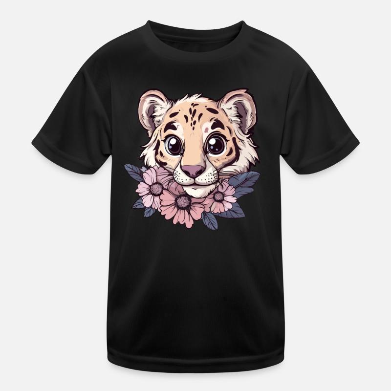 Tiger mit Blumenblick Kinder Funktions-T-Shirt