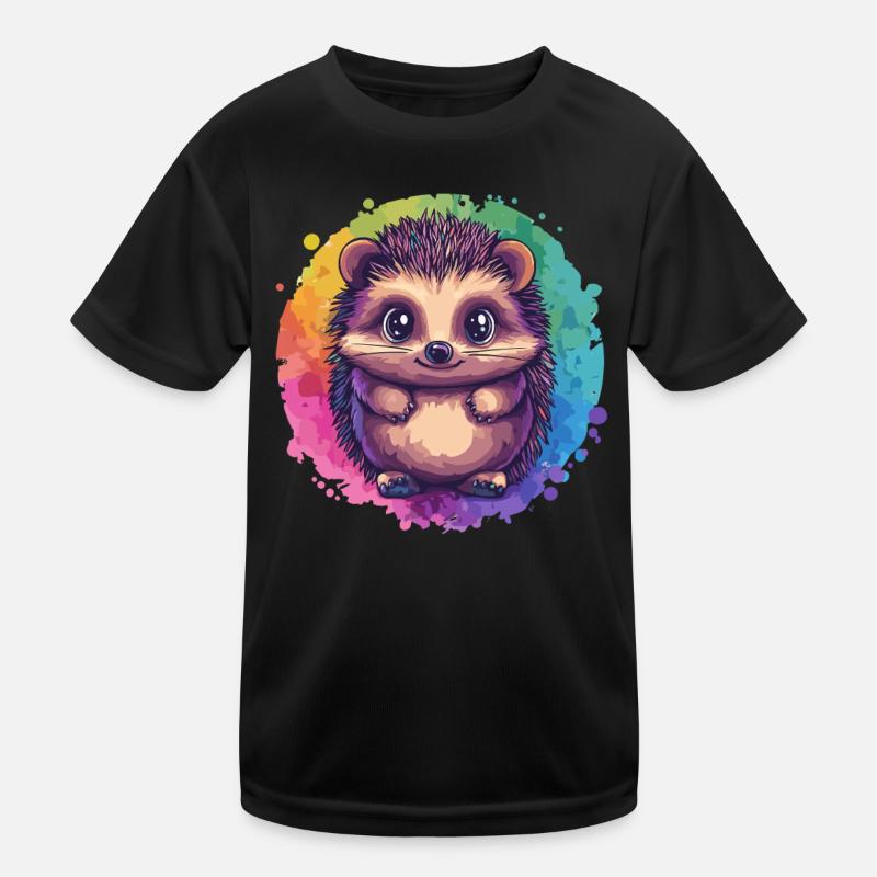 Bunter Igel vor Regenbogen Kinder Funktions-T-Shirt