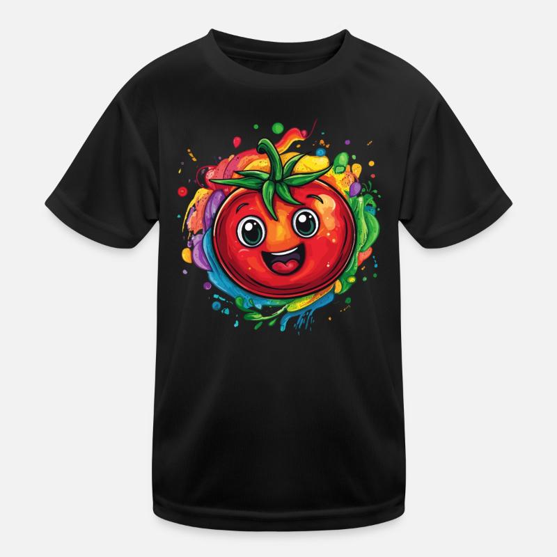 Fröhliche Tomate bunt Kinder Funktions-T-Shirt