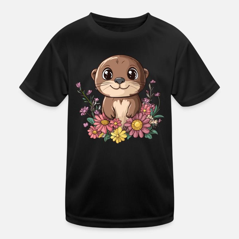 Loutre avec prairie fleurie T-shirt sport Enfant