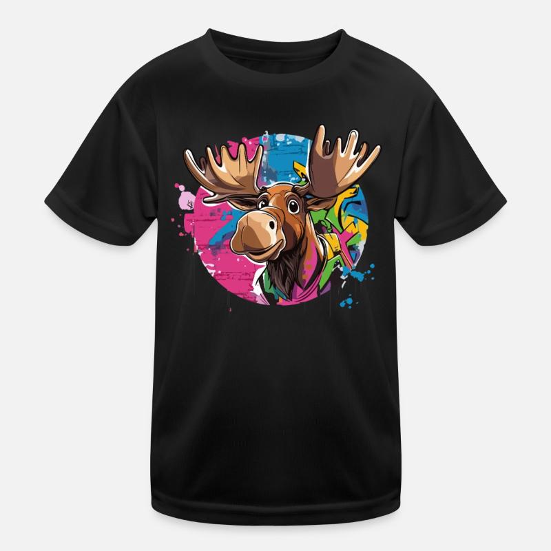 Elch mit Graffiti-Charme Kinder Funktions-T-Shirt