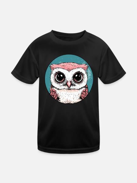 Big Eyes Owl - Kids Functional T-Shirt - black - Front