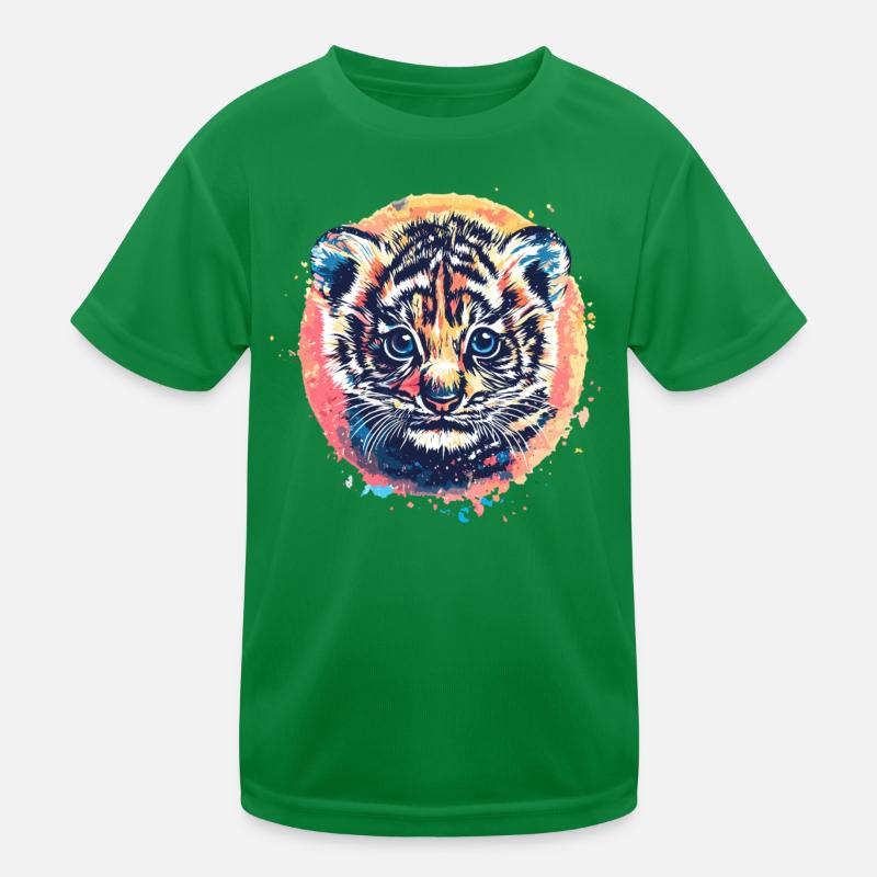 Tigerbaby mit Farbspritzern Kinder Funktions-T-Shirt