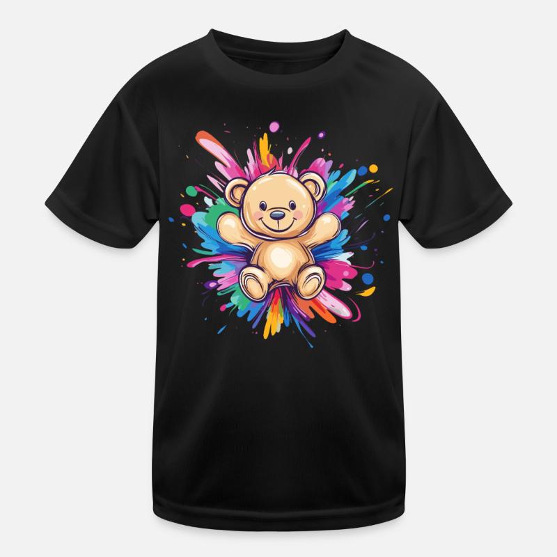 Teddybär Farbexplosion Kinder Funktions-T-Shirt