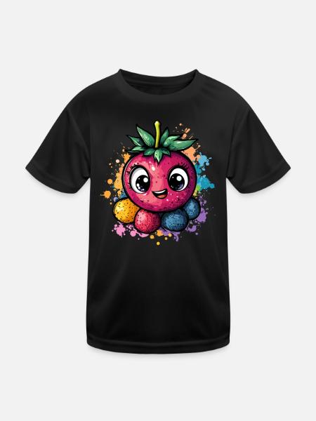 Berry joy with eyes - Kids Functional T-Shirt - black - Front