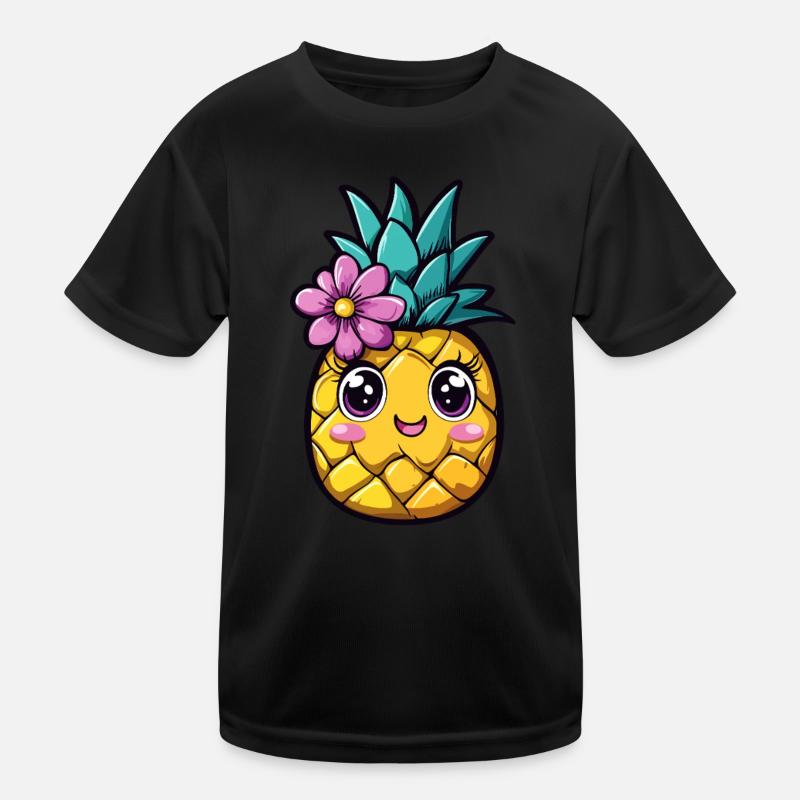 Ananas mit Blume Kinder Funktions-T-Shirt
