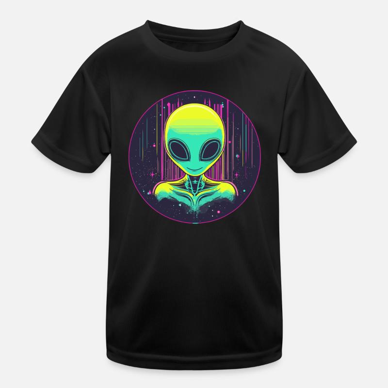 Neon Alien in Space Kids Functional T-Shirt
