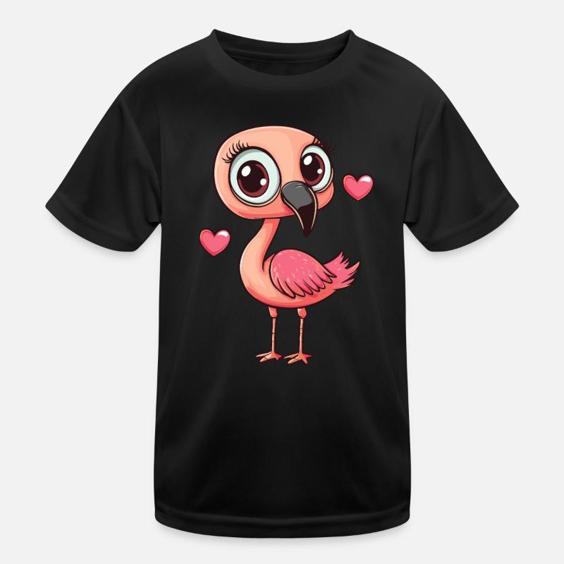 Flamingo mit Herz Kinder Funktions-T-Shirt