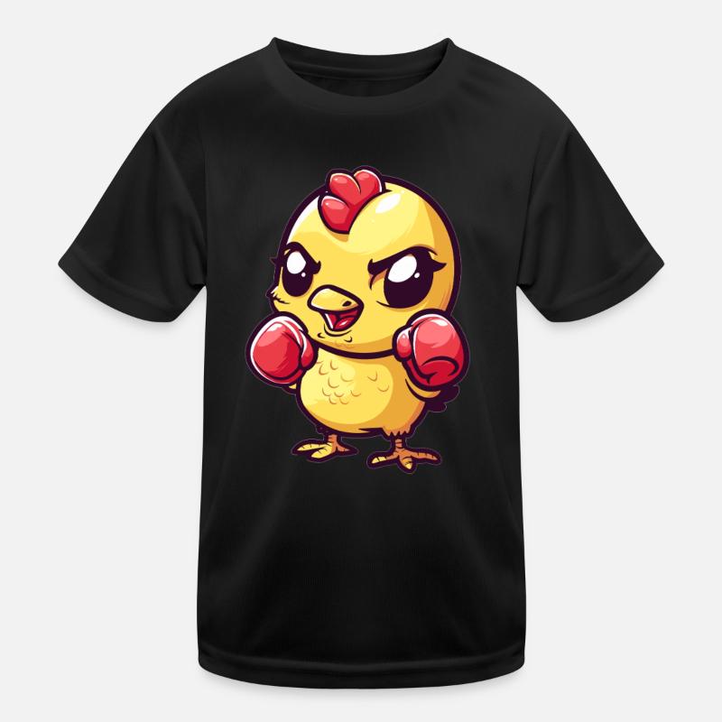 Süßes Boxendes Küken - Kinder Funktions-T-Shirt - Schwarz