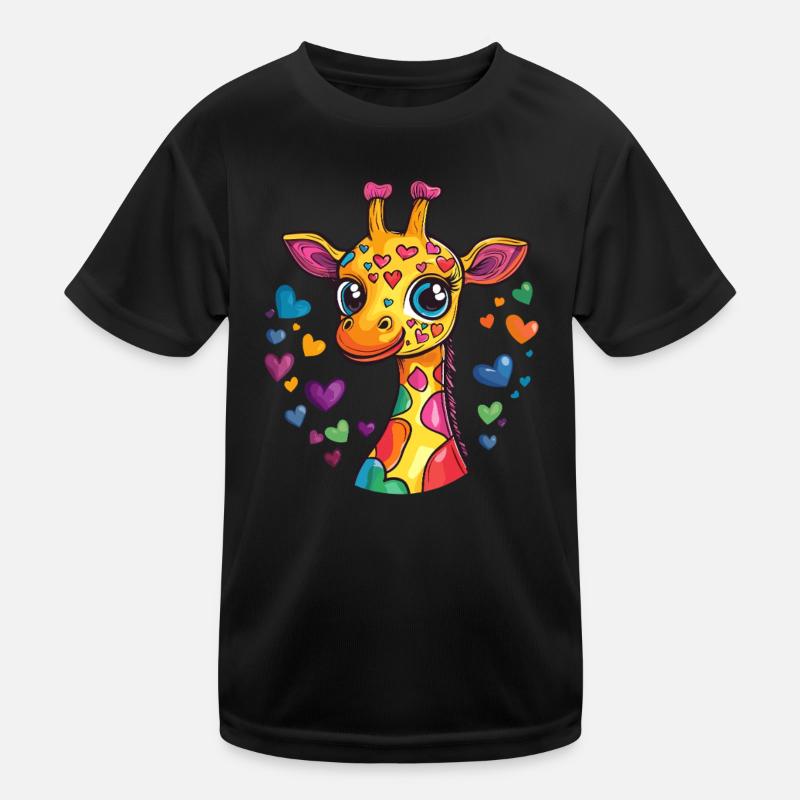 Cute Rainbow Giraffe Kids Functional T-Shirt