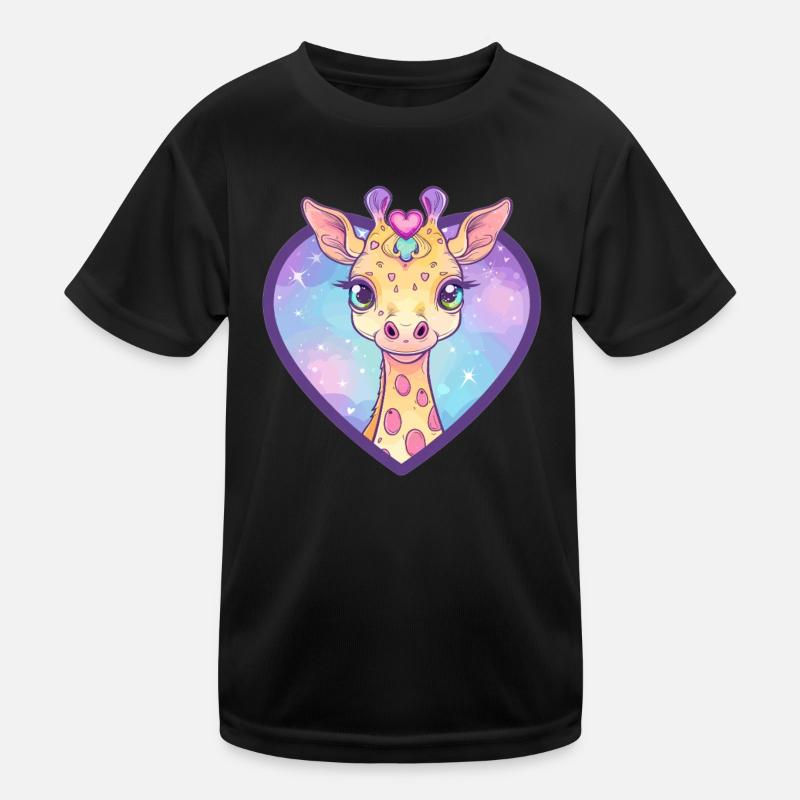 Herzgiraffe mit Glitzerblick Kinder Funktions-T-Shirt
