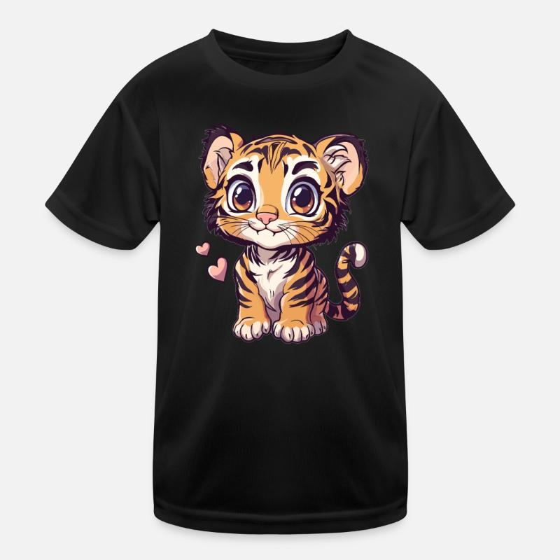 Tigerbaby mit Herzchen Kinder Funktions-T-Shirt