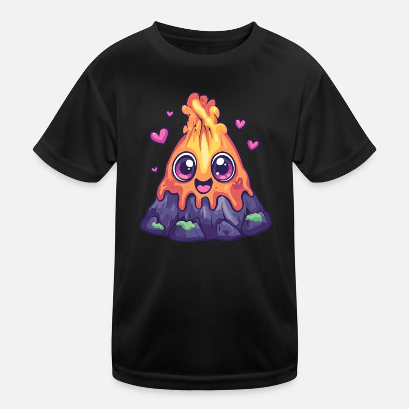 Vulkan mit Herzchen Kinder Funktions-T-Shirt