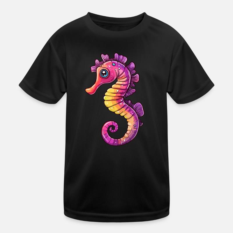 Bande dessinée colorée d’hippocampe T-shirt sport Enfant