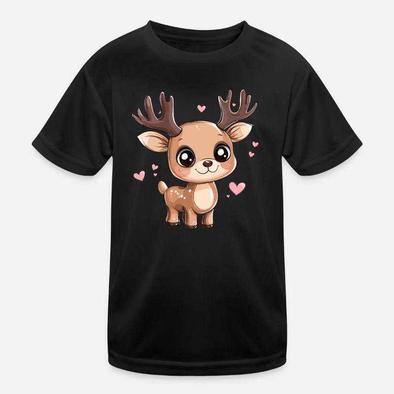 Rehkitz mit Herzchen Kinder Funktions-T-Shirt