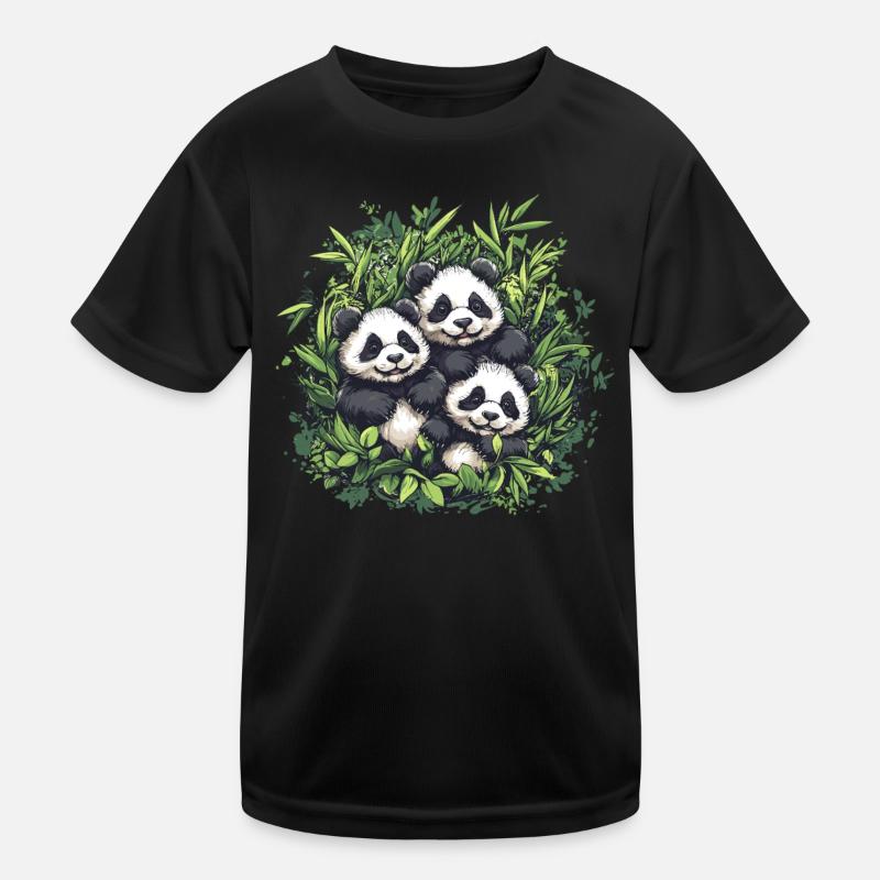 Drei Pandas im Bambus Kinder Funktions-T-Shirt