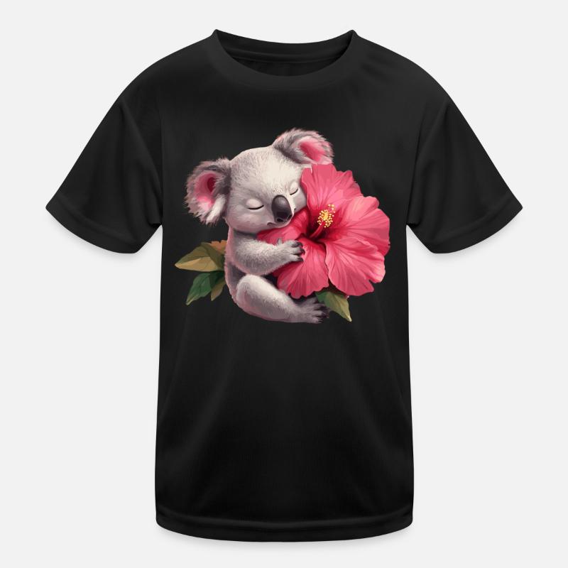 Koala with giant flower Kids Functional T-Shirt