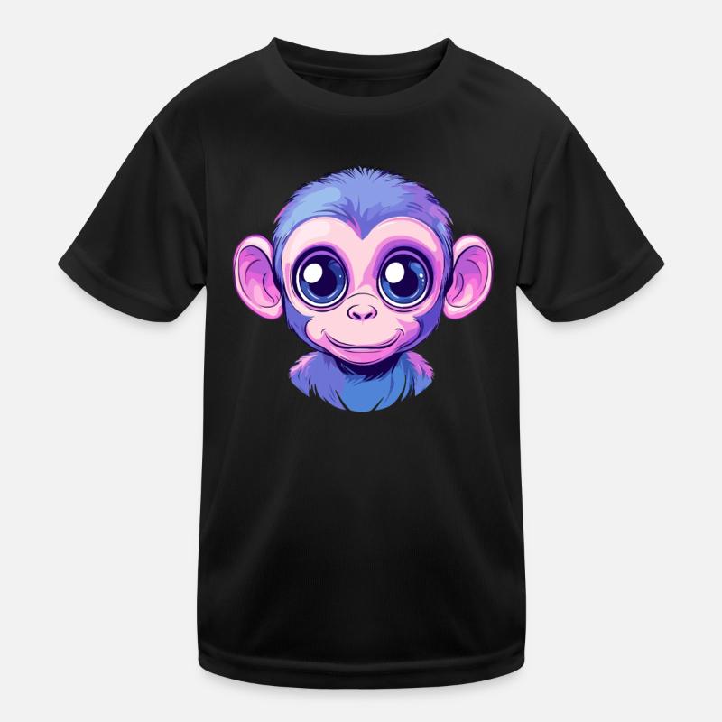 Bunter Affe Gesicht - Kinder Funktions-T-Shirt - Schwarz