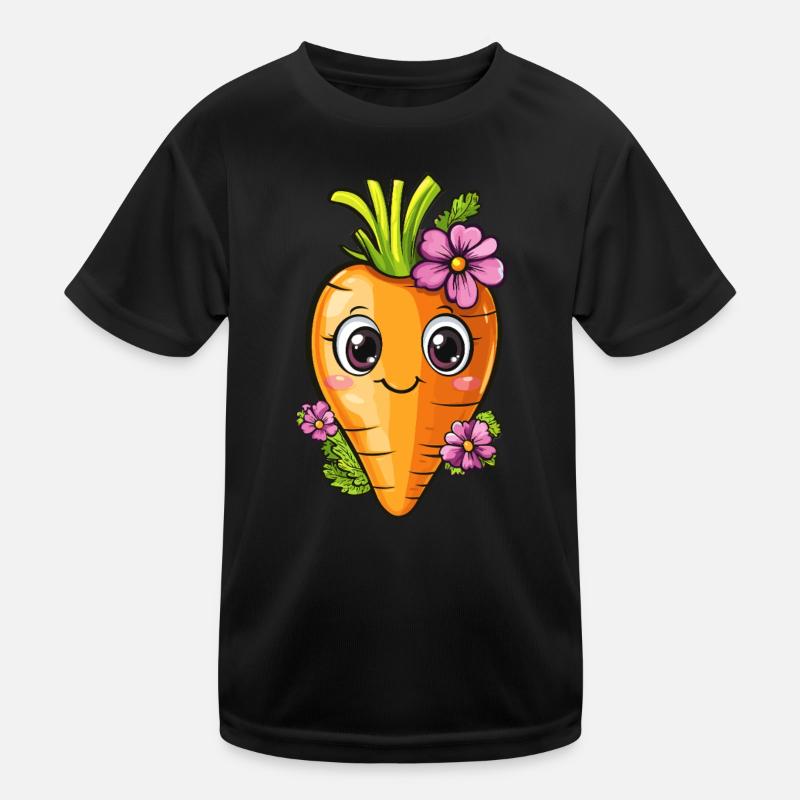 Karotte mit Blumen Kinder Funktions-T-Shirt