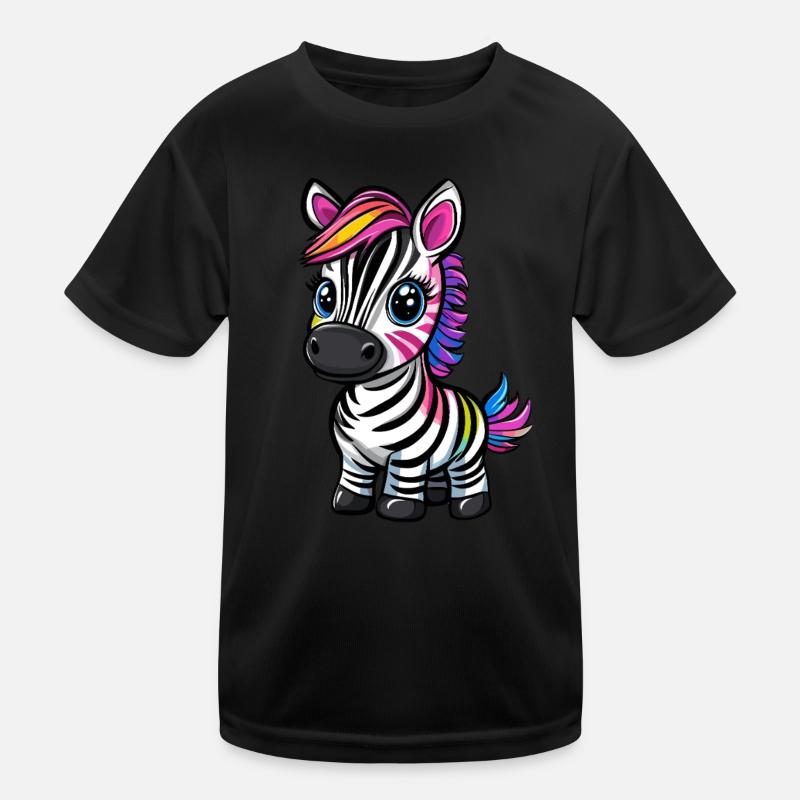 Colorful Striped Zebra Kids Functional T-Shirt