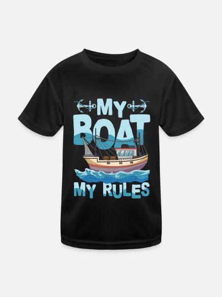 My Boat My Rules für einen Segler Kapitän Skipper - Kinder Funktions-T-Shirt - Schwarz - Vorne