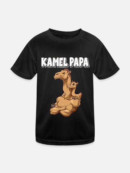 Kamel Papa für Papas - Kinder Funktions-T-Shirt - Schwarz