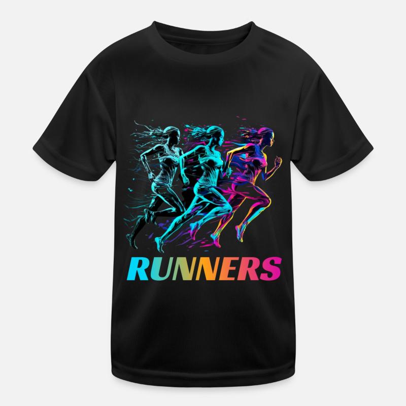 Dynamische Läufer Lauf Wettkampf Kinder Funktions-T-Shirt