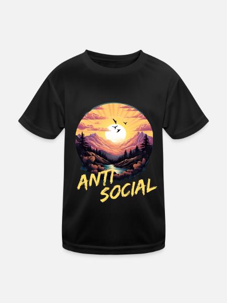 Antisozial Wandern Wanderung für eine Wanderer - Kinder Funktions-T-Shirt - Schwarz - Vorne