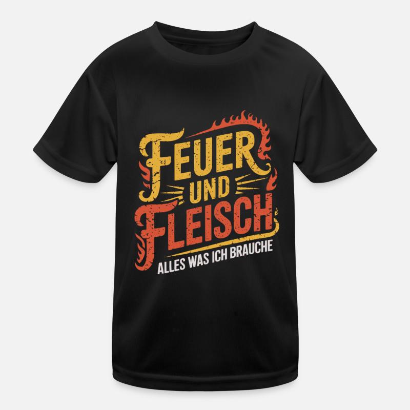 Feuer und Fleisch Grill BBQ Kinder Funktions-T-Shirt